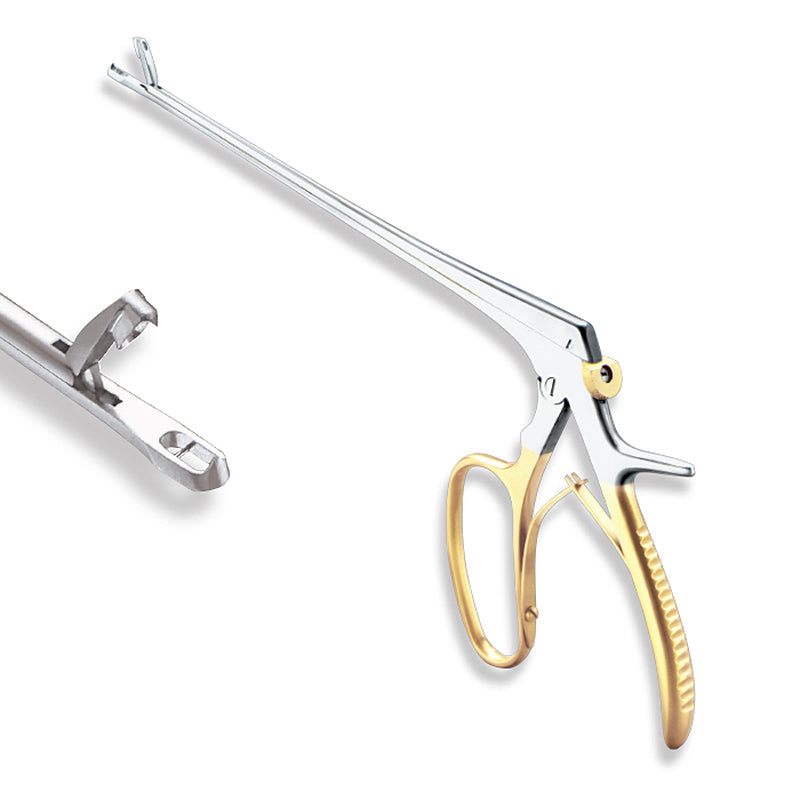 ASA TISCHLER BIOPSY FORCEPS, PISTOL GRIP, WITH LOCKING MACHENISM, 9INCHES, 3.7MM BITE, GOLD PLATED
